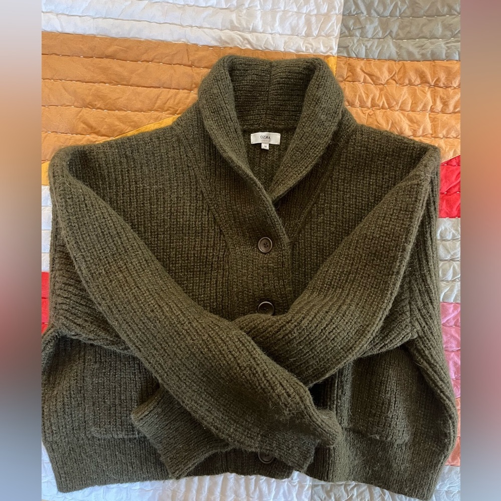 Ozma alpaca cardigan sweater in green sz M - Picture 7 of 9